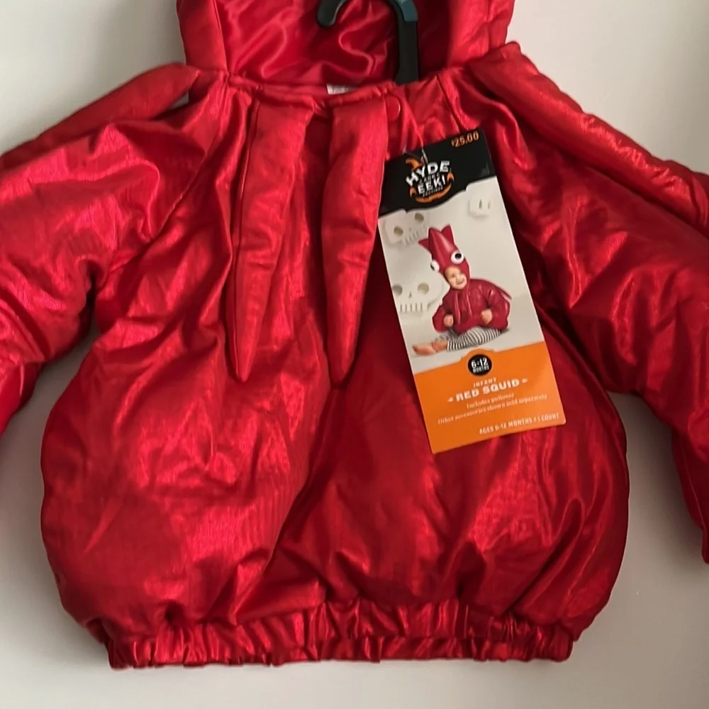 Unisex Hyde And Eek Toddler Red Squid Costume Infant 6-12 Months‎ NEW Red Lame